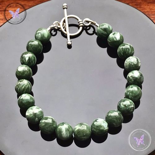 Seraphinite Healing Bracelet With Silver Toggle Clasp